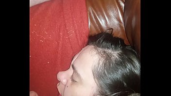Caught in the act trying to cum on her sleeping lips