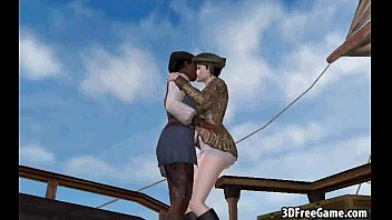 This sexy 3D pirate babe is getting fucked by a black cock