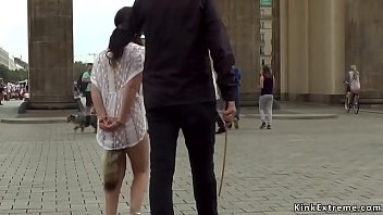 hot petite babe d. and caned in public