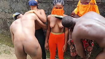 astra and her two friends k. by street boys and lined up for breast sucking and pussy fucking in public