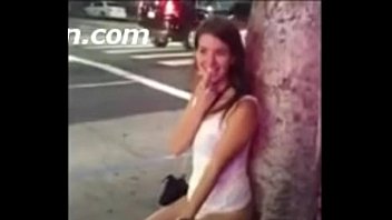 teen girl pissing in the street