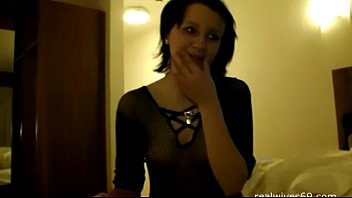 Wife in Lingerie giving Blowjob for Husband in hotel room on Realwives69.com