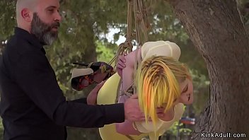 Yellow haired slave d. in public