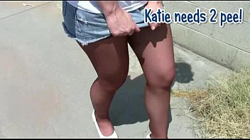 Katie female pee desperation & pants wetting