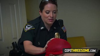 Latino gang member gets caught for having a monster cock by two horny cops.