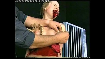 Master puts clamps on great tits of beautiful girl with nice tits