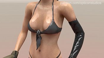 3d animated quiet metal gear solid mesmerizing breast bounce cloth demo