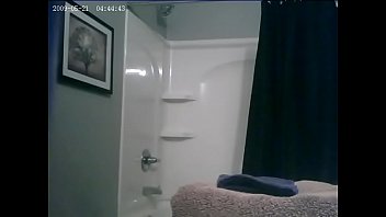 spying on blonde sister showering mirror spycam