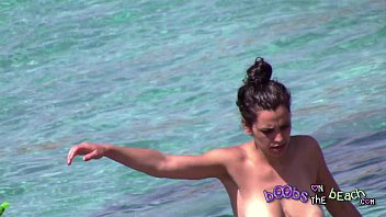 Huge Italian tits in the sea with her boyfriend