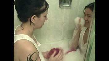 couple teen girls taking a bath