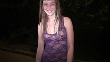 Young cute teen girl Alexis Crystal going to a public sex dogging location